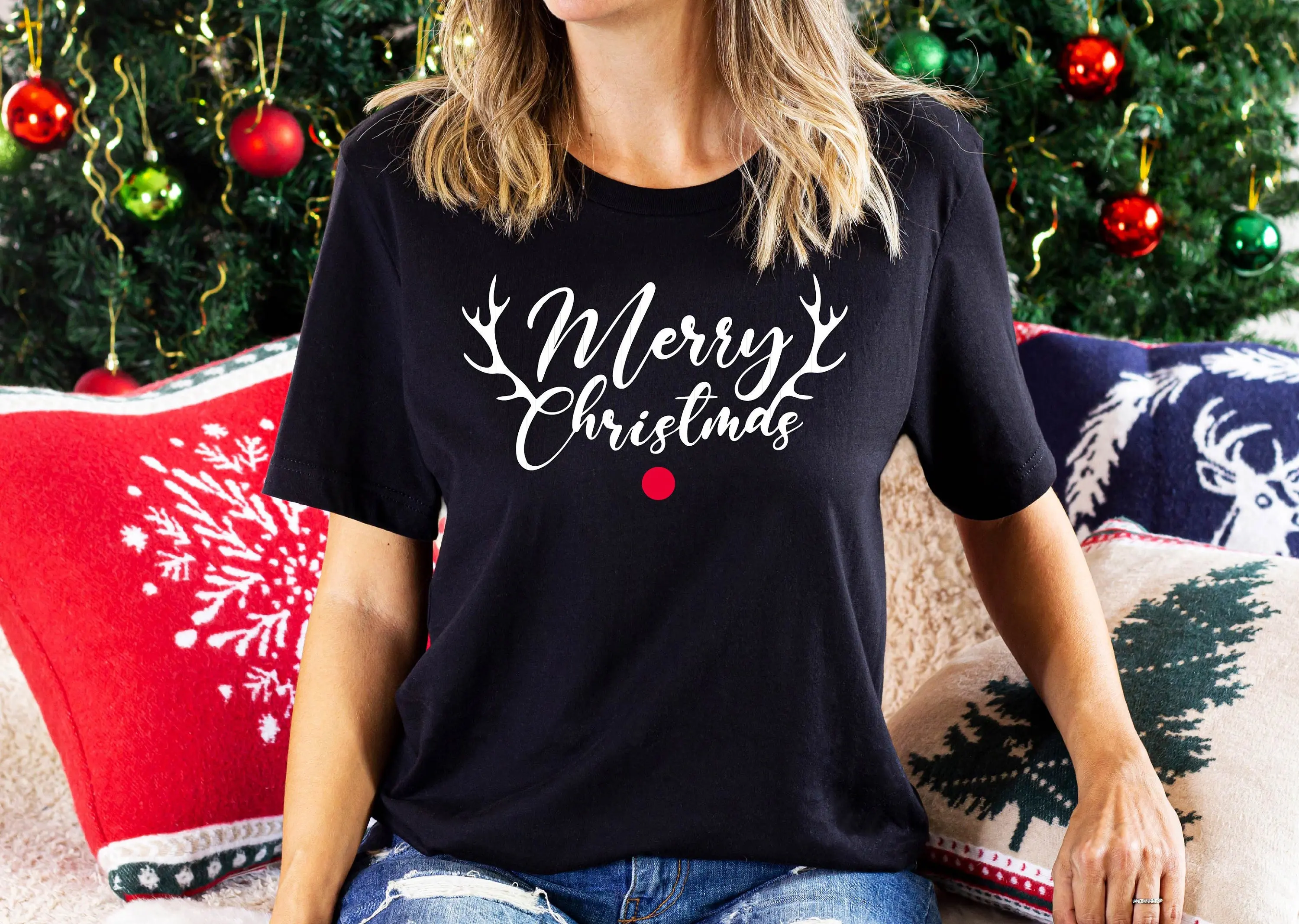 Merry Christmas T Shirt Holiday Deer Matching For