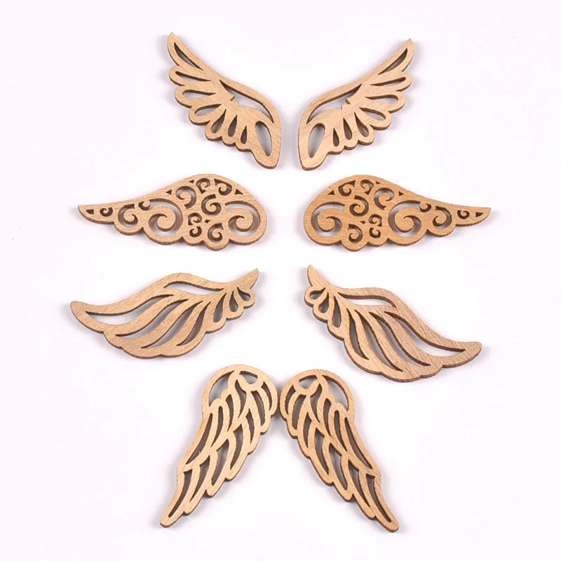 20pcs 23x56mm Wing Wooden Ornaments Home Decor Accessories For DIY Scrapbooking Wood Crafts Handicraft Embellishments M1970