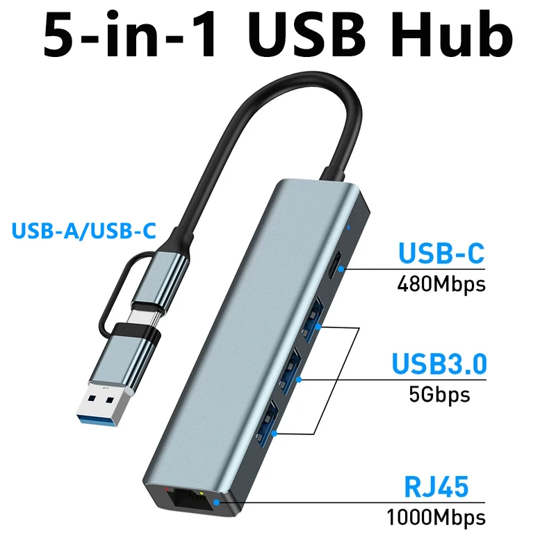 5-In-1 Usb Hub USB-…