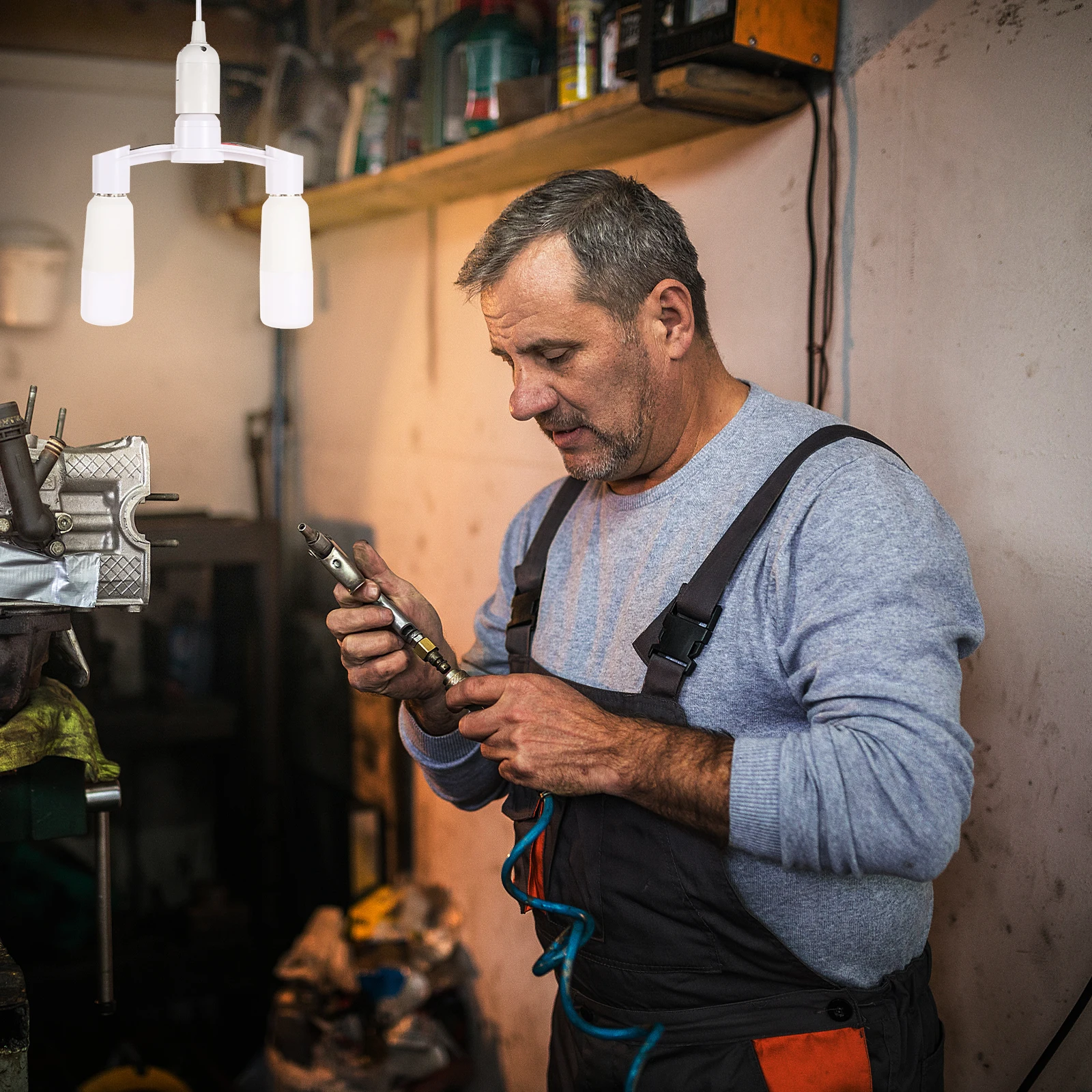 E27 ตัวแปลงหลอดไฟตัวแปลงซ็อกเก็ตไฟอะแดปเตอร์แยกหลอดไฟ LED ทนไฟซ็อกเก็ต Extender สําหรับไฟสํานักงาน