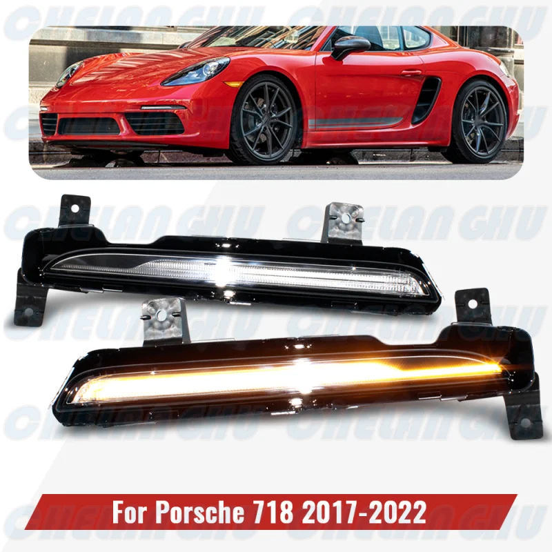 

For Porsche 718 2017 2018 2019 2020 2021 2022 1 Pair Front LED Lamp DRL Daytime Running Lights Turn Lamp car accessories