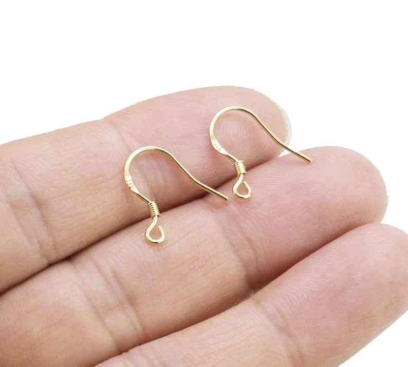 20pcs Gold Earring Wires, Spring Earring Hooks, Ear Wires, Jewelry making, 17x15.5mm, Real gold plated - GH906