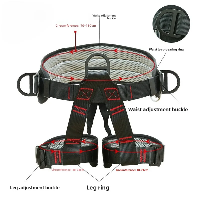 Outdoor Harness Sports Rock Climbing Half-Body Harness Waist Support Safety Belt Aerial Survival Mountain Tools