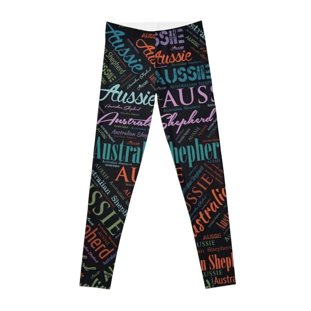 

Australian Shepherd Aussie Word Art Leggings Pants sport gym sportswear woman active wear Women's sports Womens Leggings