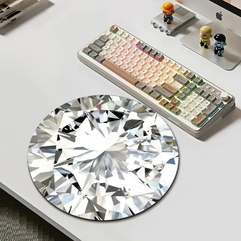 HYBXAXC Round Diamond Cut Print Round  Mouse Pad, Shiny Desk Mat, Non-Slip Base for Office & Gaming Decoration