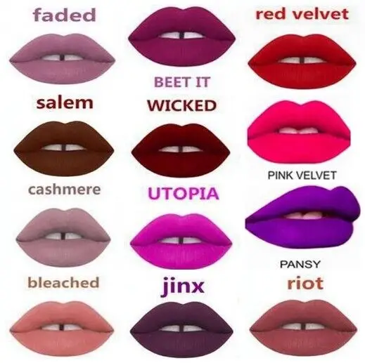 12 Colors Waterproof Velvet Black Lipstick Lipgloss Kiss Proof Lipstick Matte Tint Rouge Makeup Make Up Nude lip stick Lip Gloss