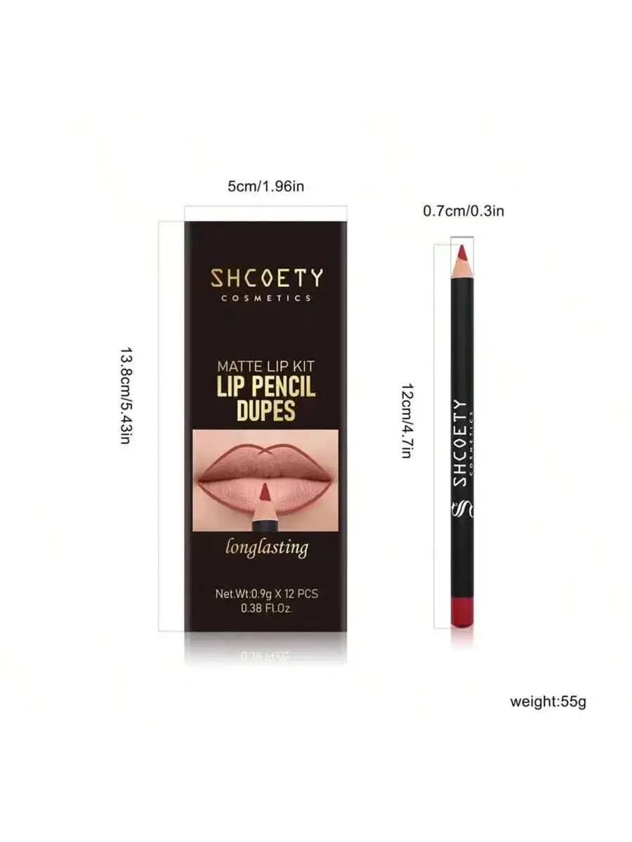 SHCOETY Europe and America cross-border 12 color matte mouth red lip pencil set nude color durable color makeup - view 6