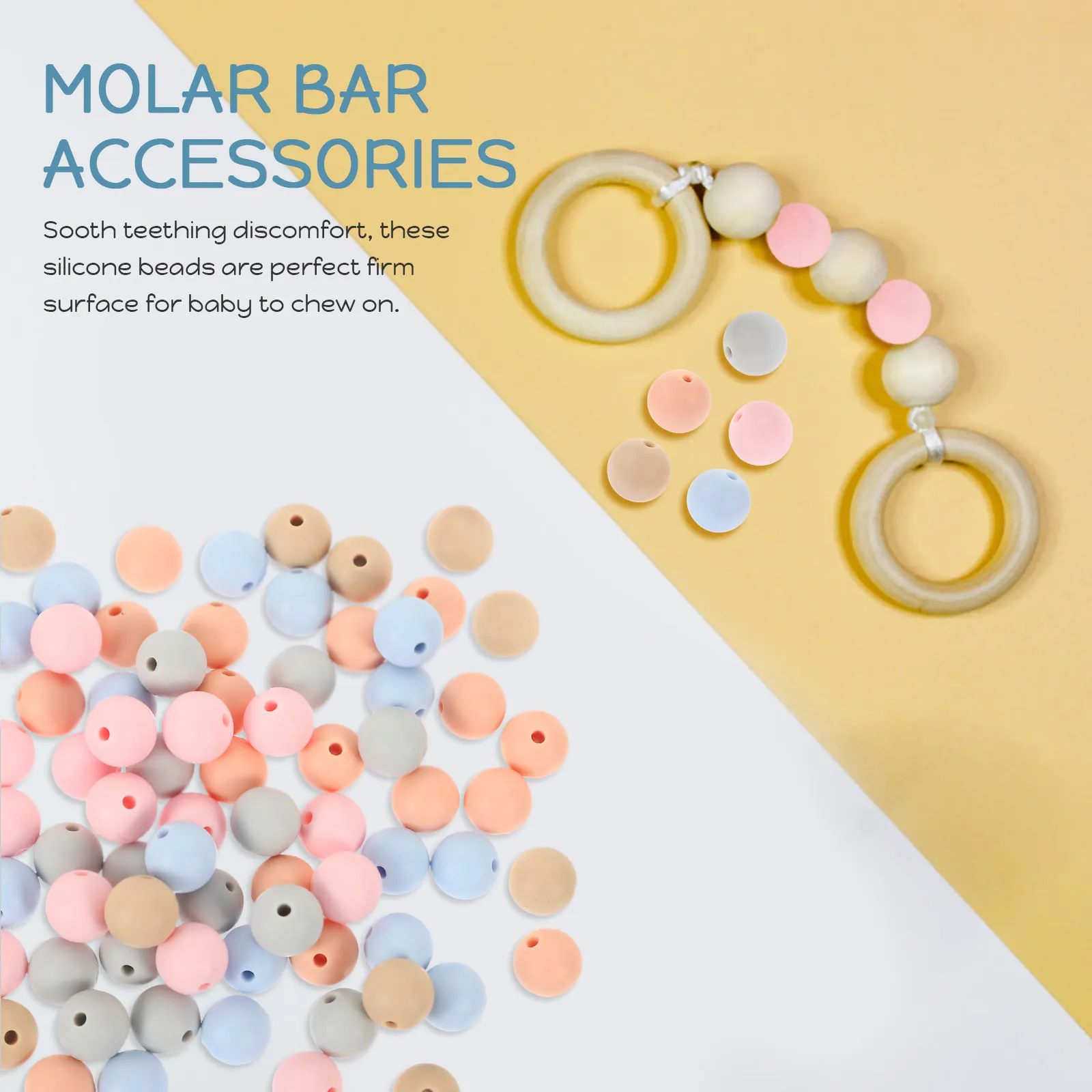 

100Pcs Round Silicone Beads Bulk DIY Bracelet Necklace Making Craft Charms Spacers Teething Chewing Safety Smooth Surface