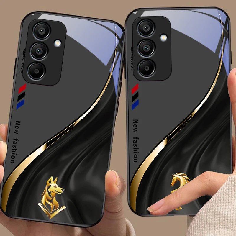 

Starlight Zodiac For Samsung Galaxy A15 5G 54 4G 51 50 24 35 90 71 12 51 53 52S 80 22 34 Black Tempered Glass Phone Case