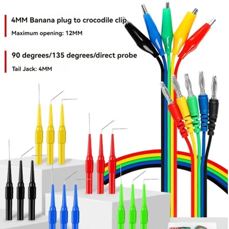 Herramienta de detección de línea de coche, conector Banana, abrazadera de cocodrilo, línea de prueba, sonda de medidor sin codo