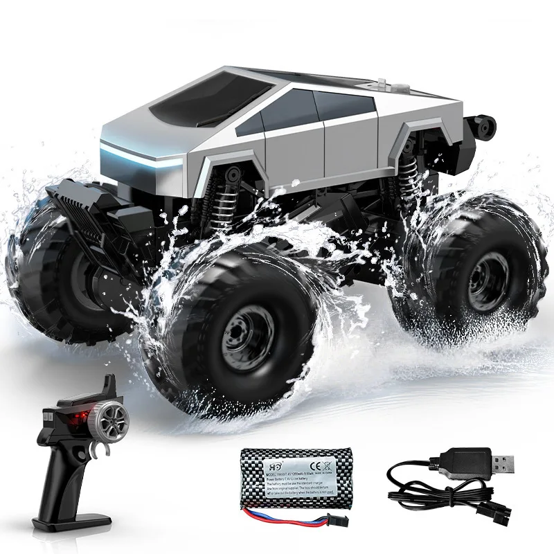 Children's remote control four-wheel drive Tesla off-road vehicle amphibious electric toy remote control model car view 5