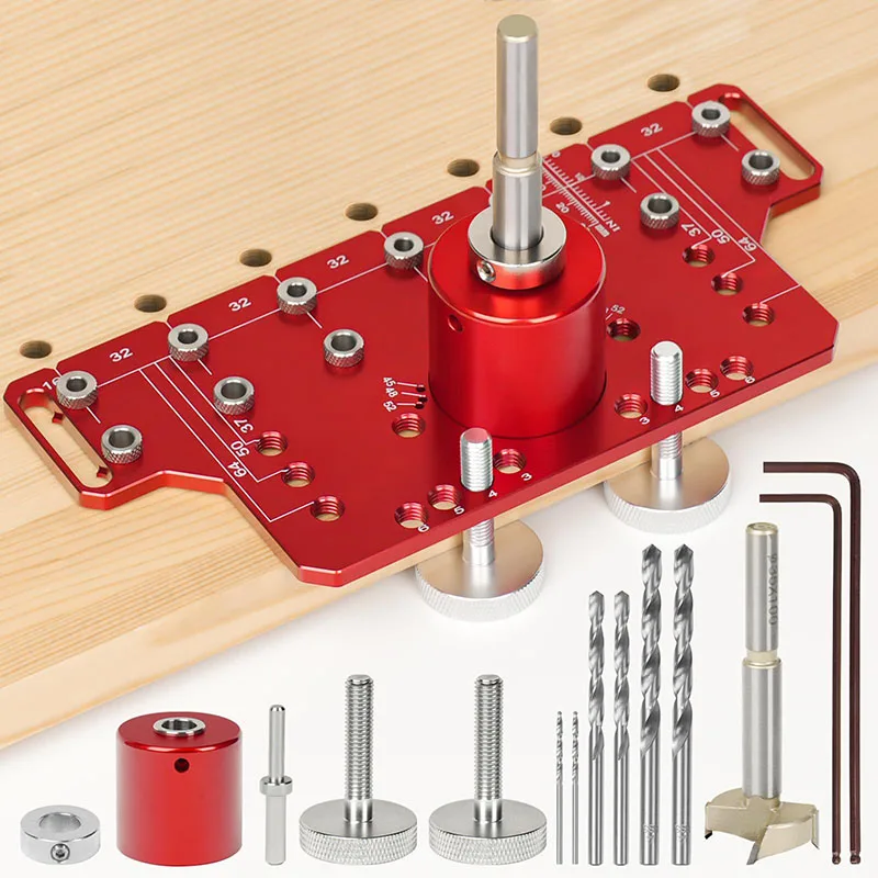 

2 in 1 Hinge Jig Self-Contained Clamping Function All Metal Shelf Pin Drilling Jig woodworking drilling tools Hole punch locator