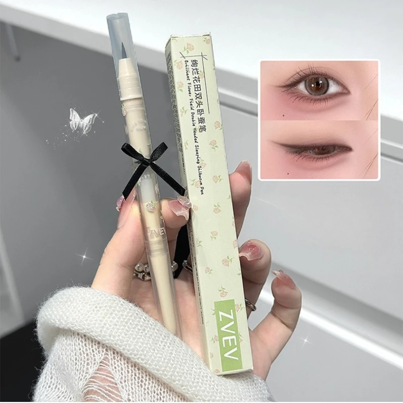 Penna Aegyo Sal a doppia estremità Evidenziatore di perle 2 in 1 e fodera per ombra per definizione sotto gli occhi Effetto coreano per l'ingrandimento degli occhi naturale