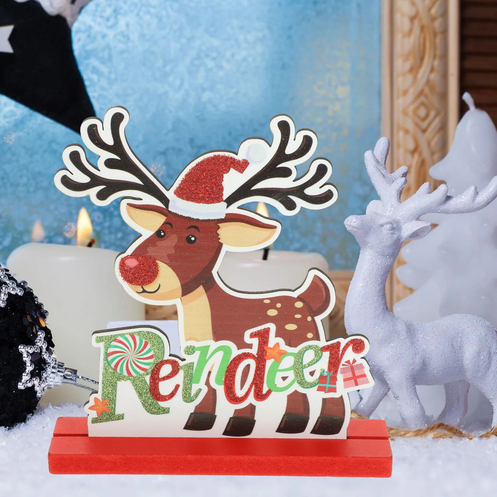 

6 Santa Wooden Crafts Set Christmas Table Signs Wooden Party Decorations naments Xmas Decor Holiday Centerpieces