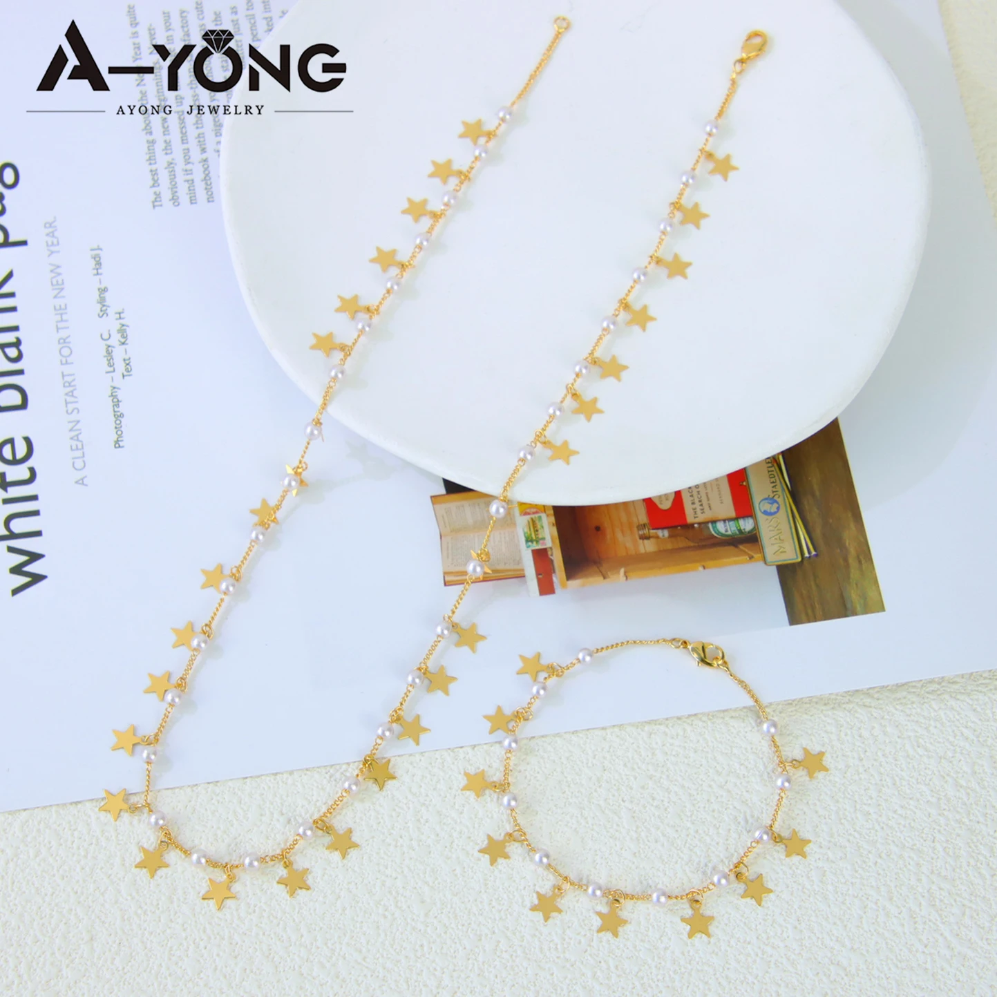 Boho Quasten Mode-Schmuckset 21k Vergoldet Arabischer Eleganter Perlen-Halskette und Armband Oman Frauen Event-Party-Schmuck – Detail 8