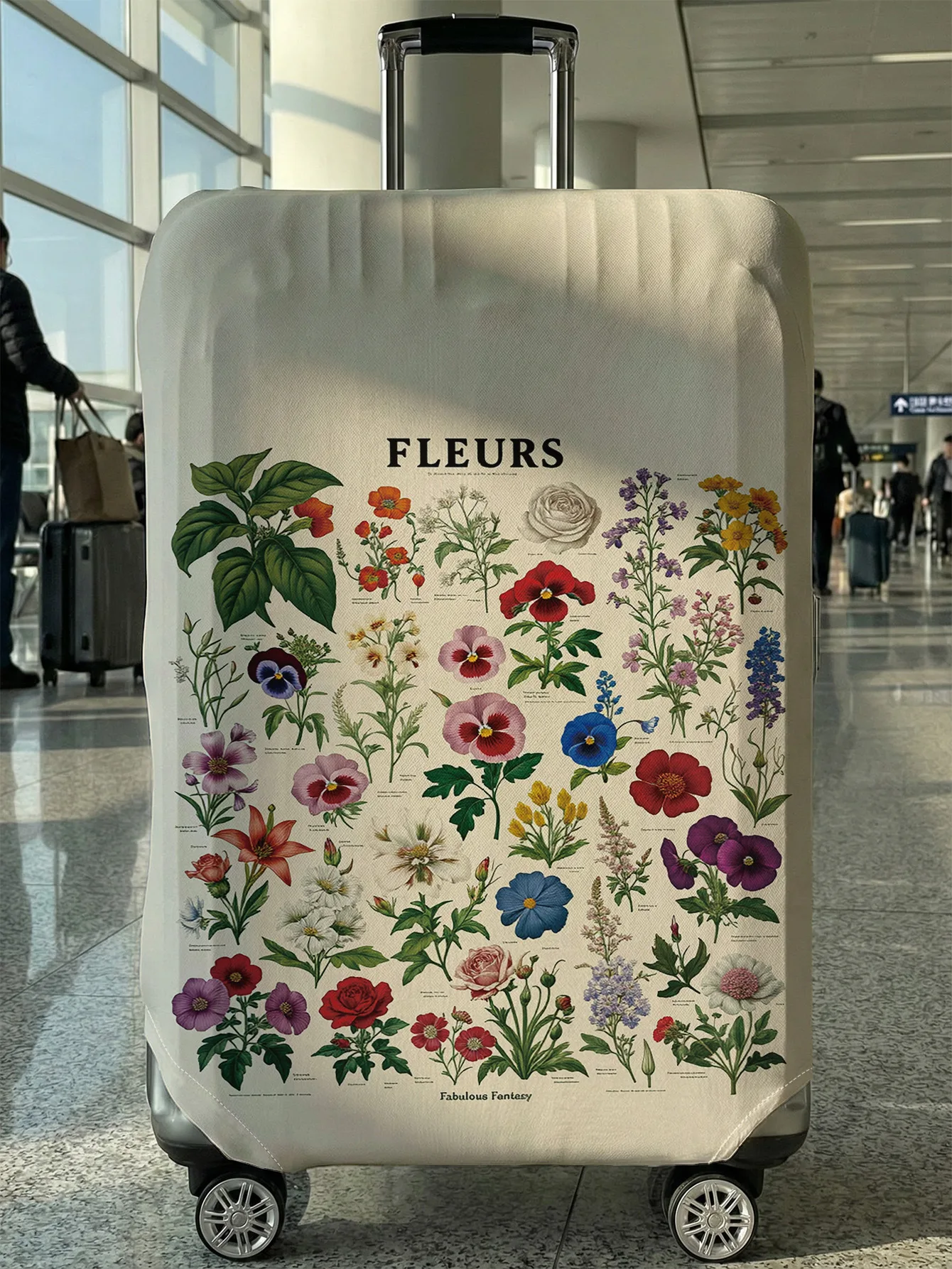 

Чехол для багажа FLEURS с винтажным цветочным принтом, подходит для чемоданов 18-32 дюймов, чехол-накладка на ручку чемодана, дорожные аксессуары