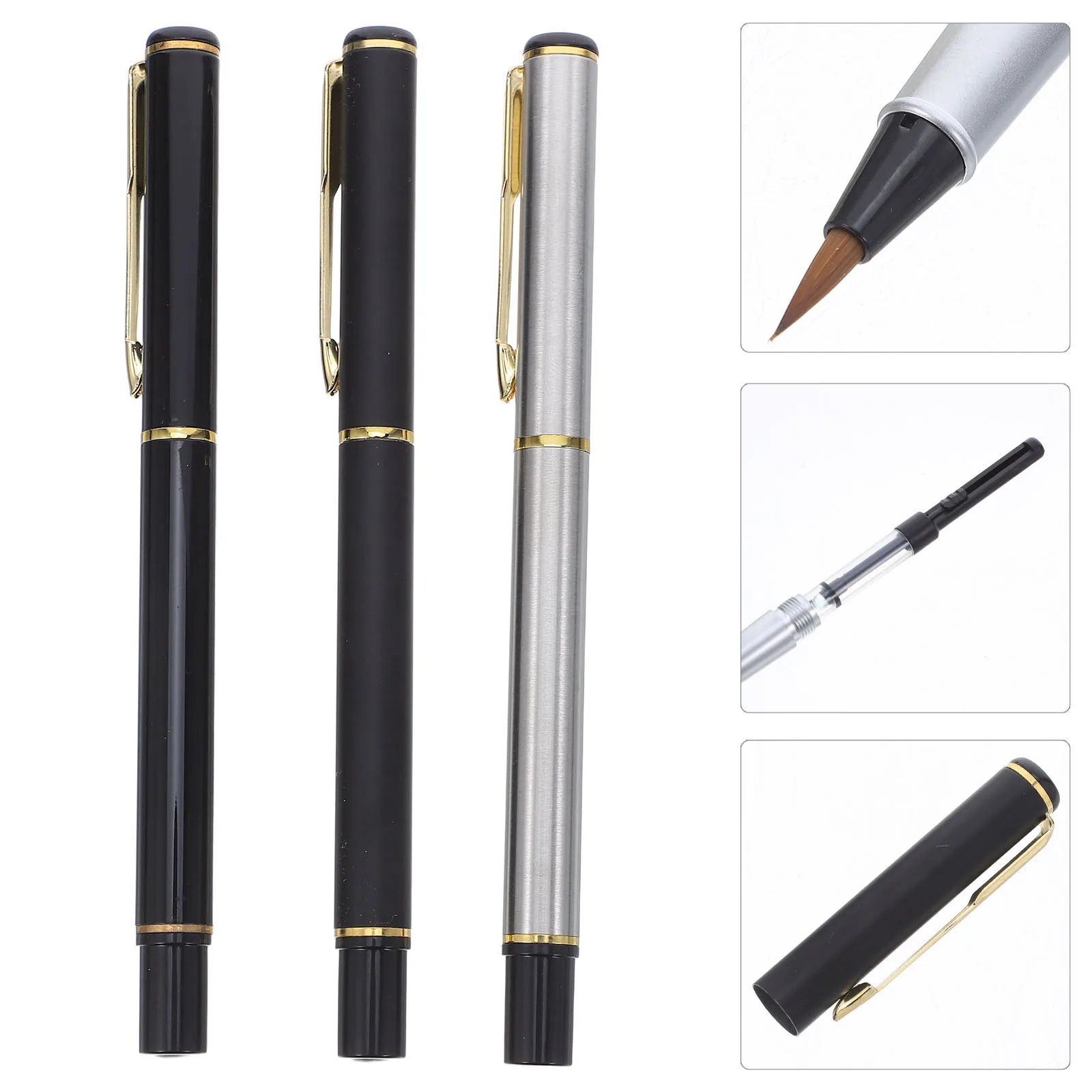 

3Pcs Refillable Calligraphy Pen Set Portable Water Brush for Chinese Writing Soft Tip Fine Point Design Perfect for Sumi