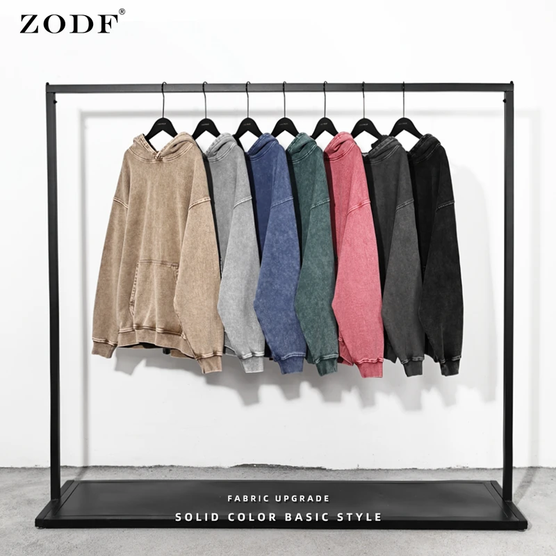 Zdf – sweat à capuche à manches mi-longues pour hommes, streetwear en coton, unisexe, rétro, haut, streetwear, ample, lavé, printemps, HY0042,