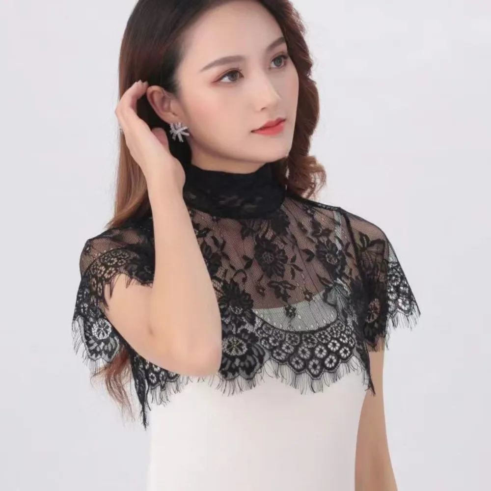 Fio de poliéster renda gola falsa cachecol xale decoração destacável colar falso acessórios de roupas lapela topo
