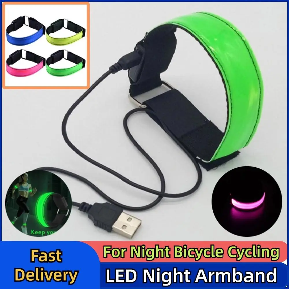 LED Luminous Night Reflective Armband Ankle Flash Light USB Charging Outdoor Sports Reflective Safety Belt For Bicycle Cycling