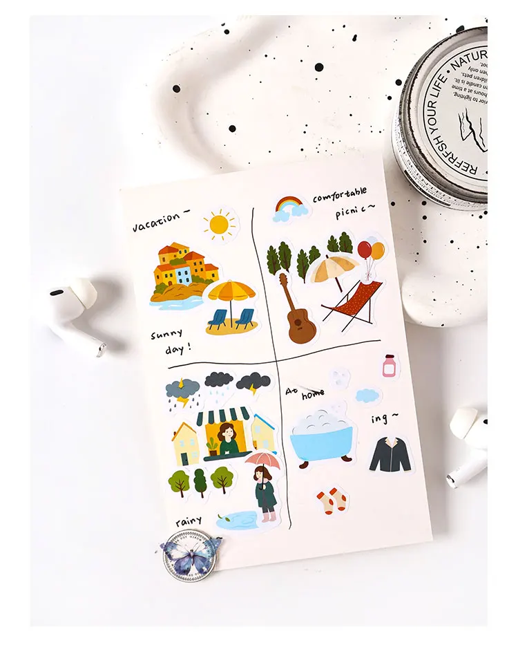 Niedliche Scrapbooking-Aufkleber, Junk-Journal-Bastelbedarf, Lifestyle-Dekorationselemente für kreatives Schreiben und Erinnerungserhaltung – Detail 5