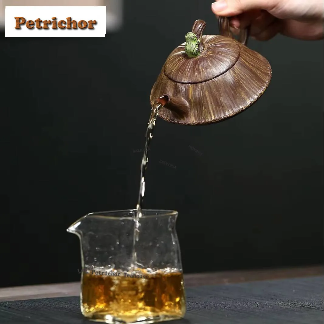 240Ml Authentic Yixing Purple Clay Teapots Handmade Frog Fun Lotus Seed Pot Raw Ore Mud Kettle With Filter Zisha Tea Set