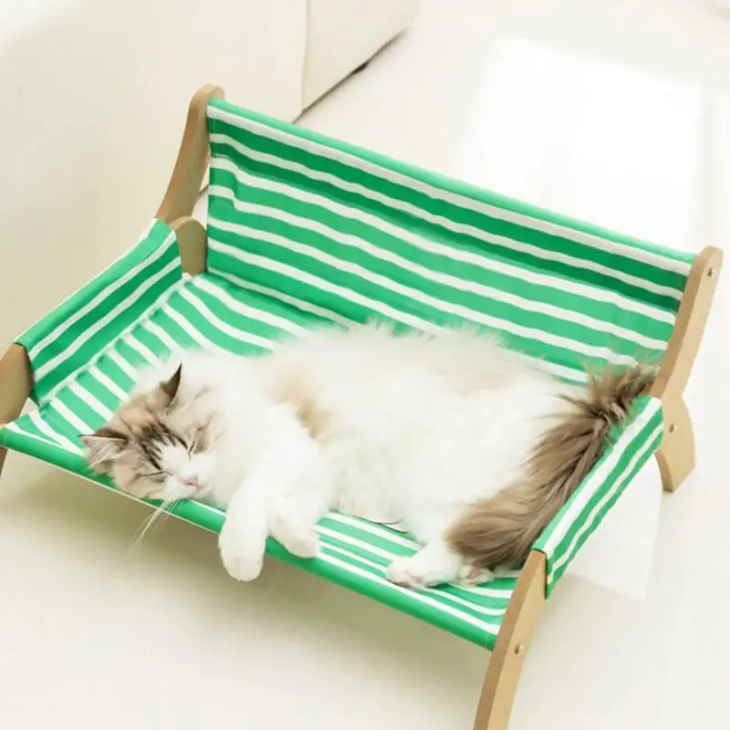 

Pet Chair Kitten Hammock Bed Breathable Cat Soothing Sleeping Stripe Rest Lounger For Apartment Living Indoor Outdoor Use