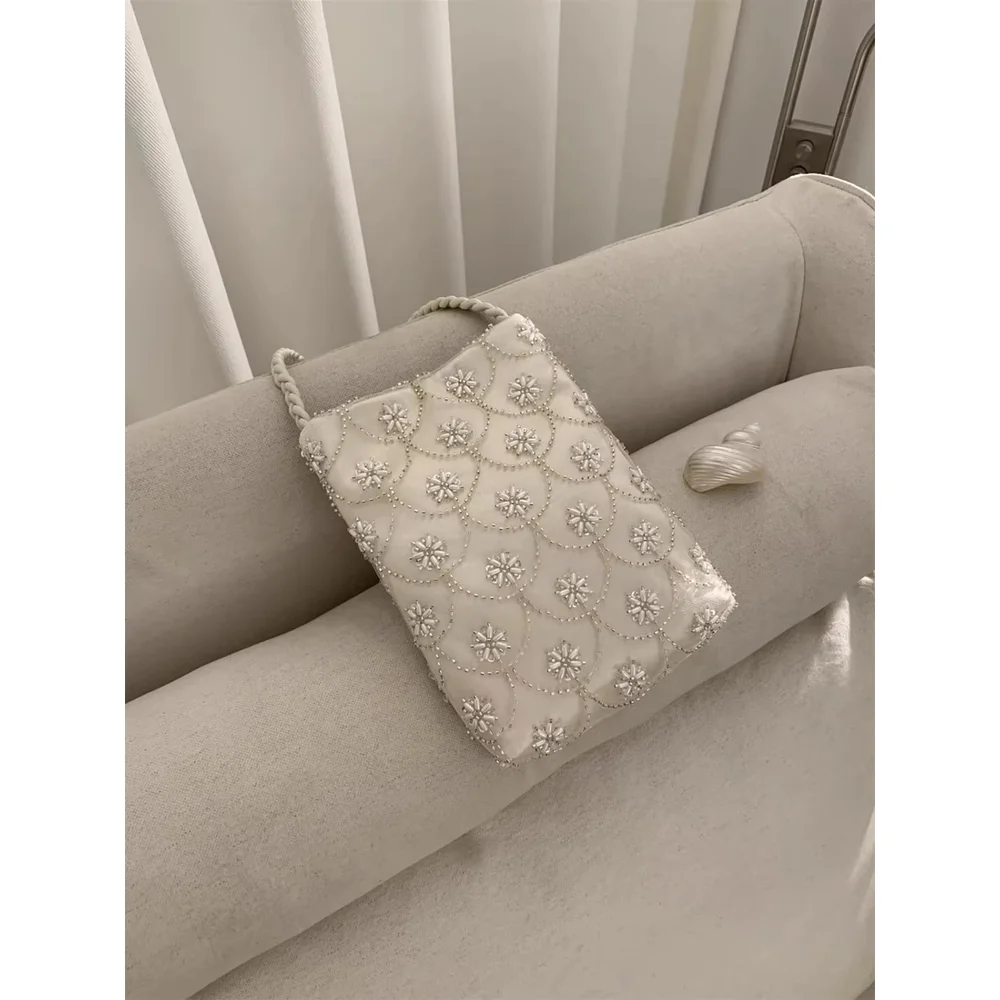 

2026 new high-end nail bead embroidery bag, sweet and ladylike banquet bag, evening dress bag, single shoulder crossbody bag, wo