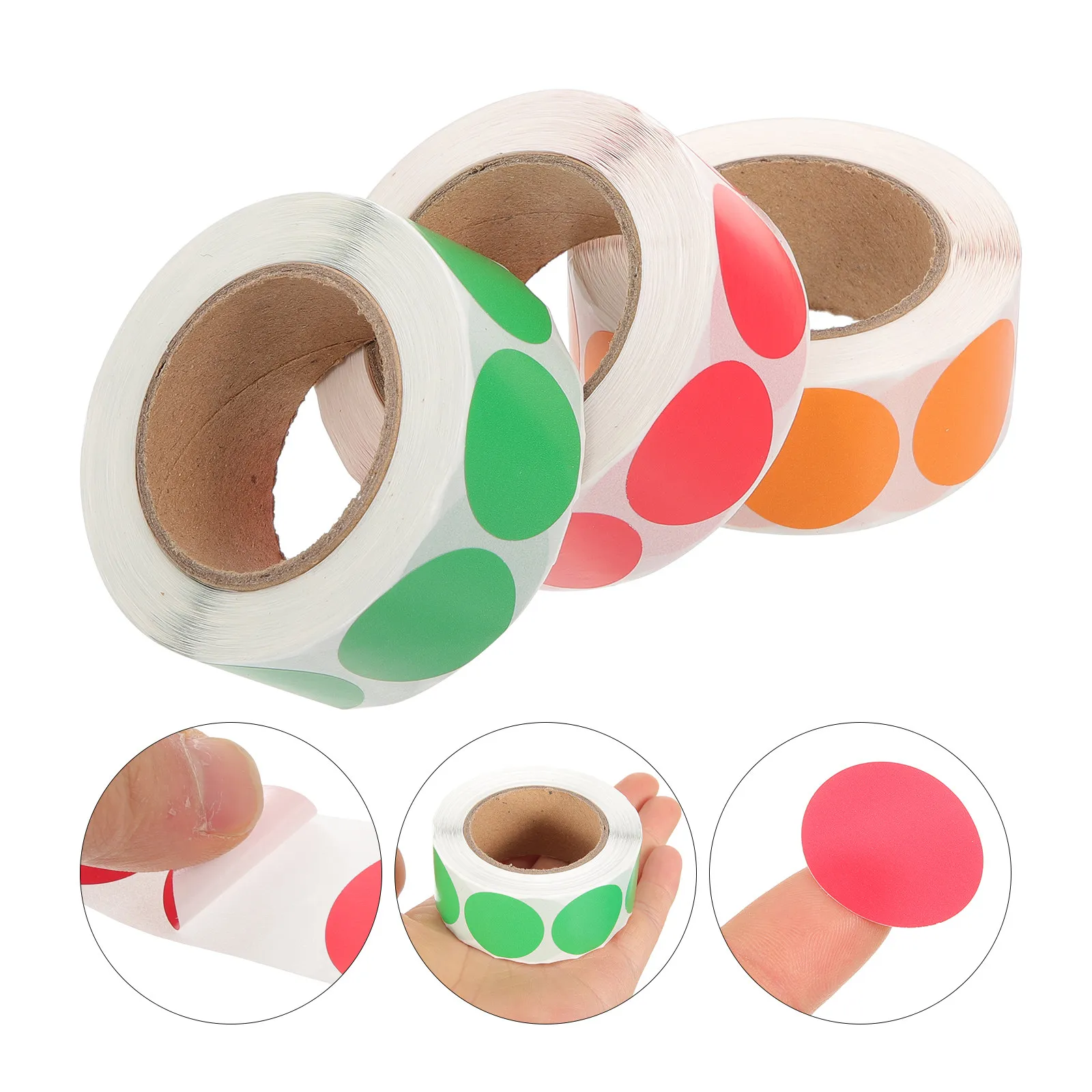 3 Rolls Assorted Color Dot Stickers Premium Self Stick Round Labels for Classifying Sealing Envelopes Gift Cards Packages School