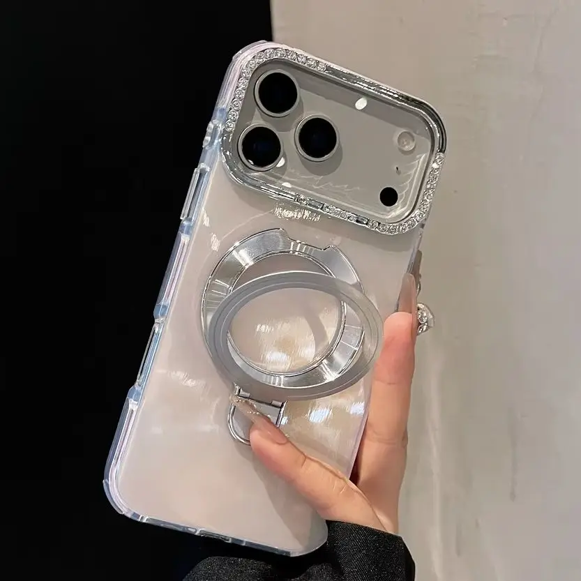 

Ring Stand Holder Jelly Candy Color Case For iPhone 17 16 15 14 13 Pro Max Magnetic For Magsafe Shockproof Diamond Camera Cover