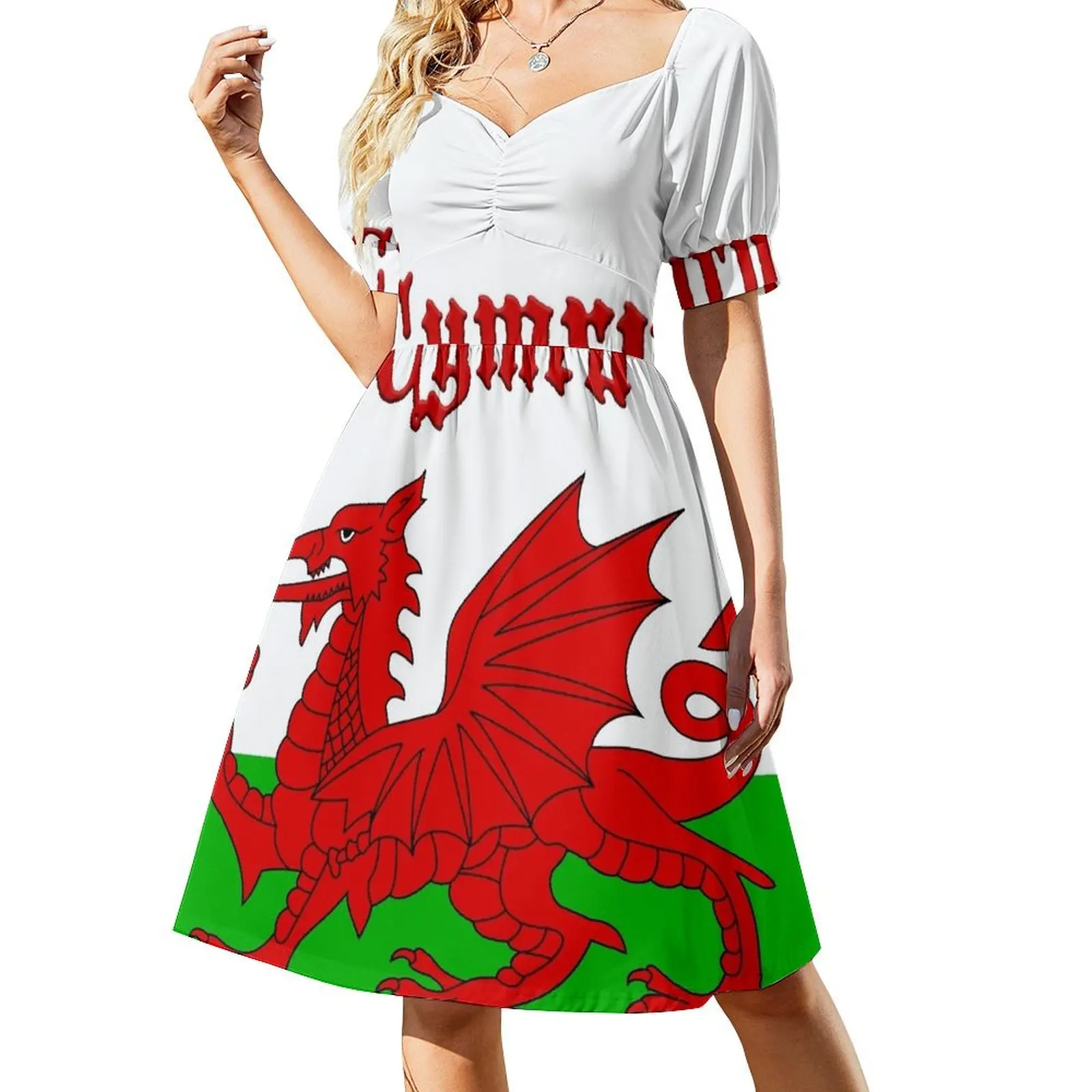 Wales Cymru Flag Baner - High Quality Image Short Sleeved Dress Dresses for wedding party dress Dress