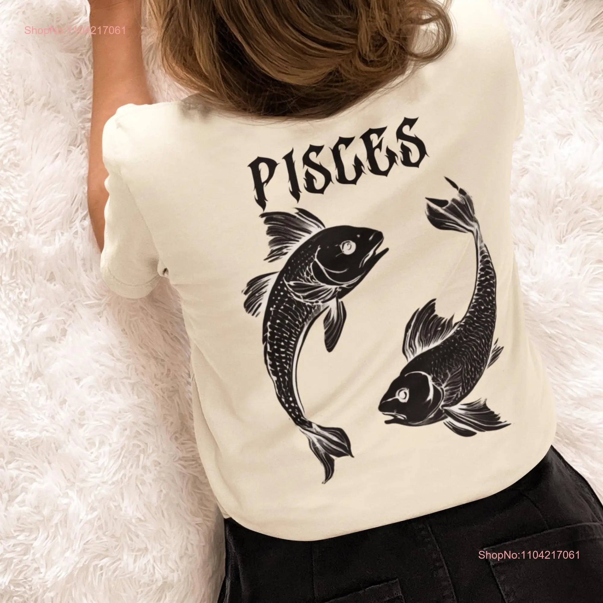 Pisces T Shirt Zodiac Vintage Celestial Oversized Astrology Birthday For Her long or short sleeves