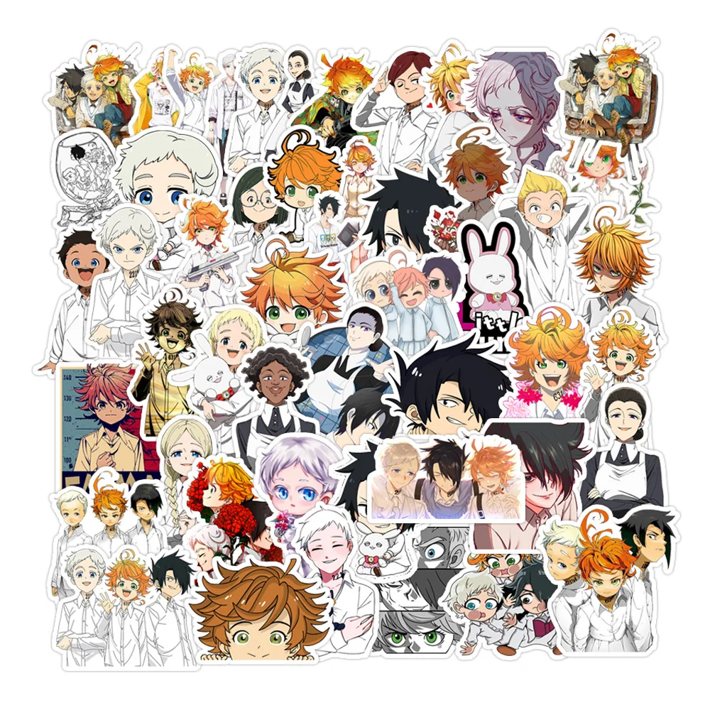 10/30/50PCS The Promised Neverland Stickers Japan Anime Sticker Scrapbook Luggage Laptop Guitar Bike Kids Toys Decals Decoration