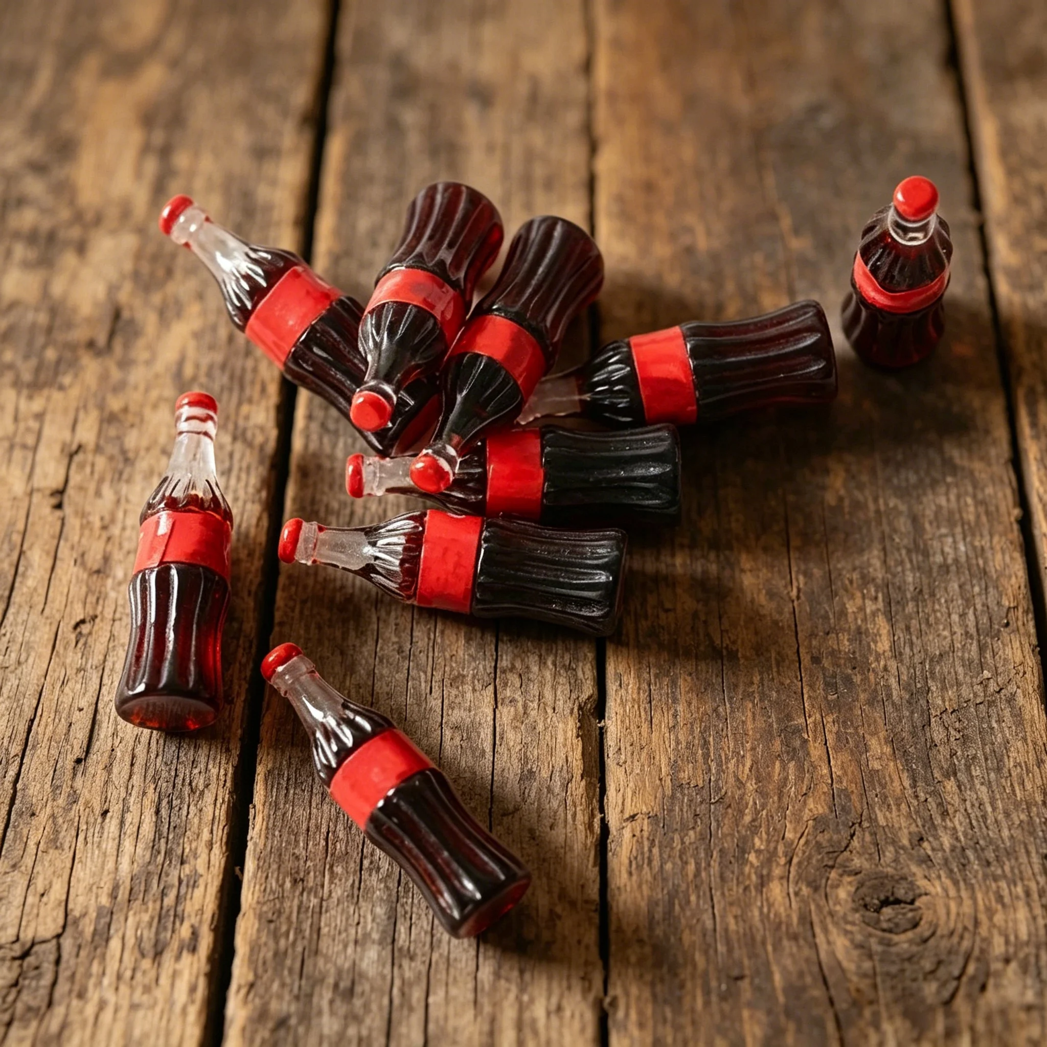 10 peças de modelos de garrafas de cola em miniatura - acessórios realistas para bebidas de casinha de bonecas, cores sortidas, material ABS, usadas para decoração de casa.
