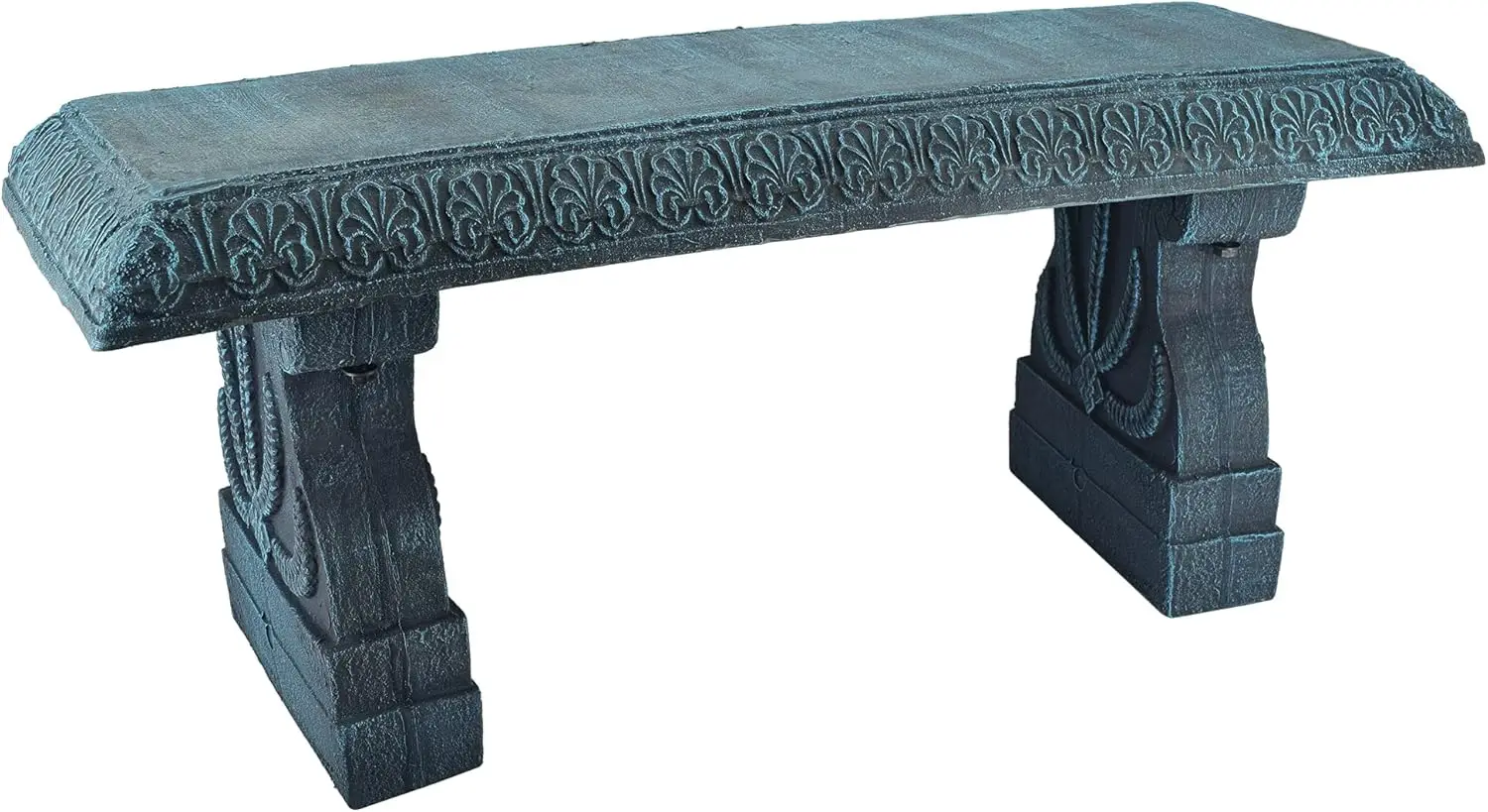 Outdoor Fiberclay Garden Bench for Patio, Porch, Park, Lightweight Durable Furniture Decor, Brushed Teal