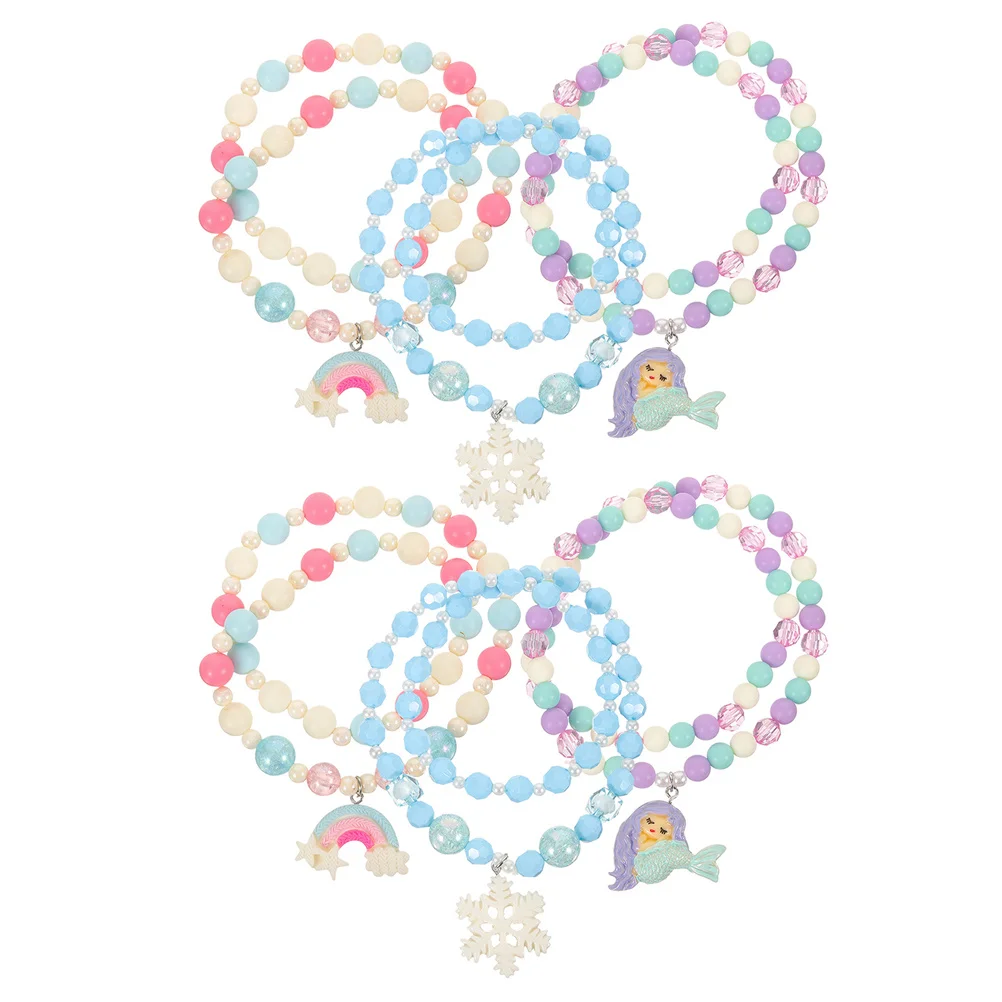 

6Pcs Snowflake Necklace Resin Beads Pendant Cartoon Necklace for Summer Festival Party Necklaces for