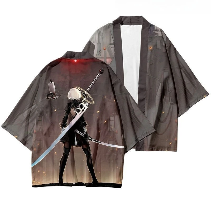 NieR: Automata Haori Clothing Merchandise قميص كيمونو للجنسين طالب أنيمي قصيرة الأكمام تي شيرت الربيع الصيف #2
