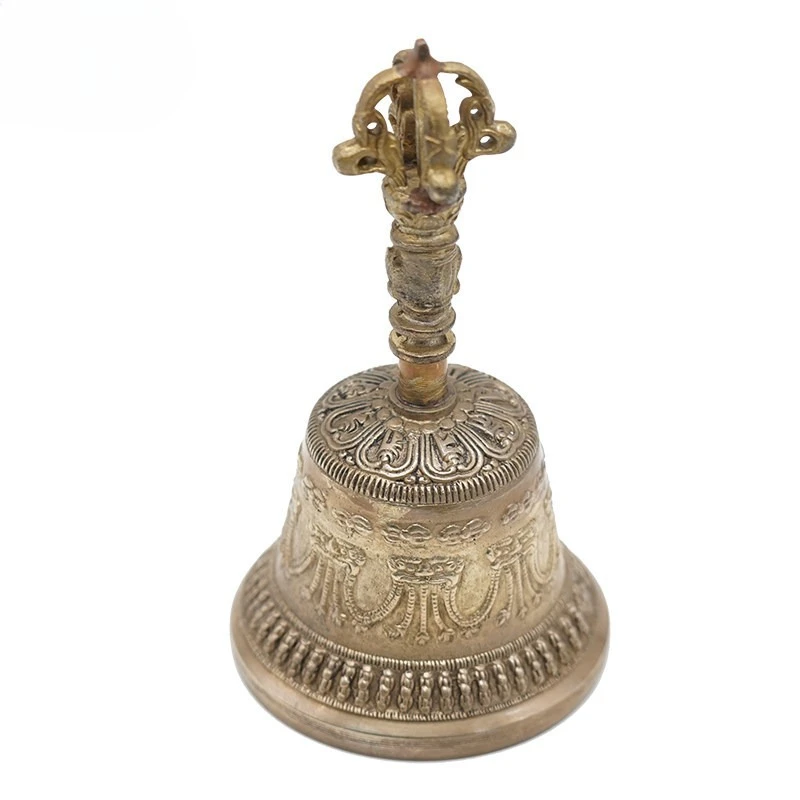 Handmade pure copper hand crank bell meditation sound therapy Sanskrit sound bump bell French bell musical instrument