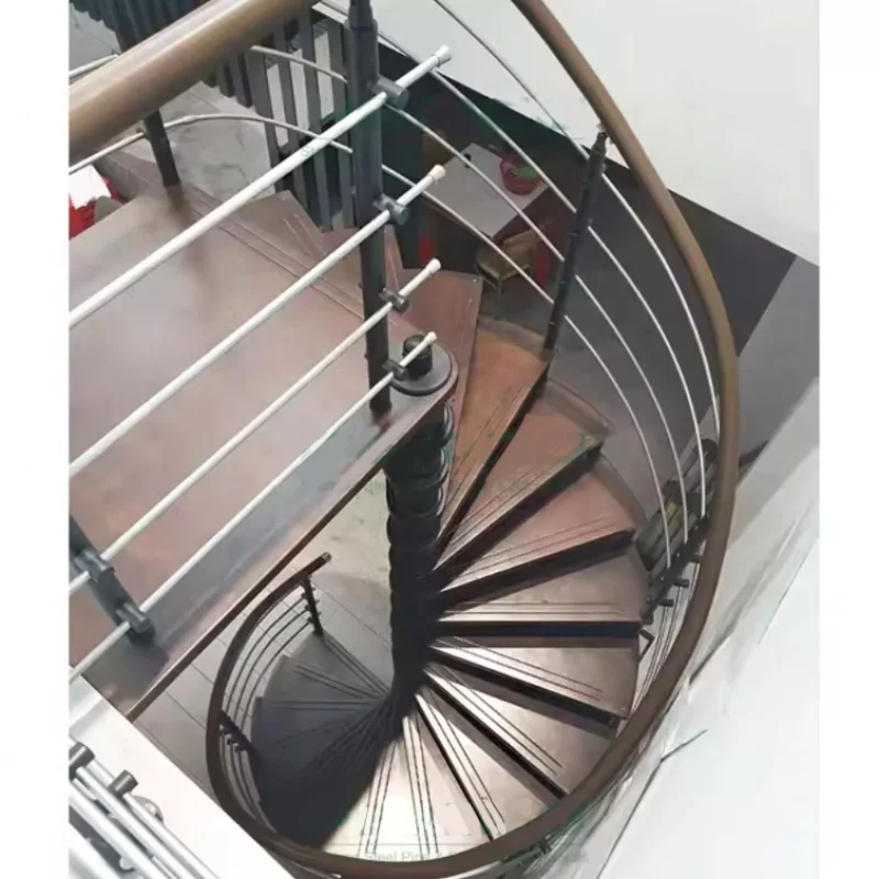 Custom.Top Quality Curved Timber Stairs High End Rustic Staircase Metal Staircase Home And