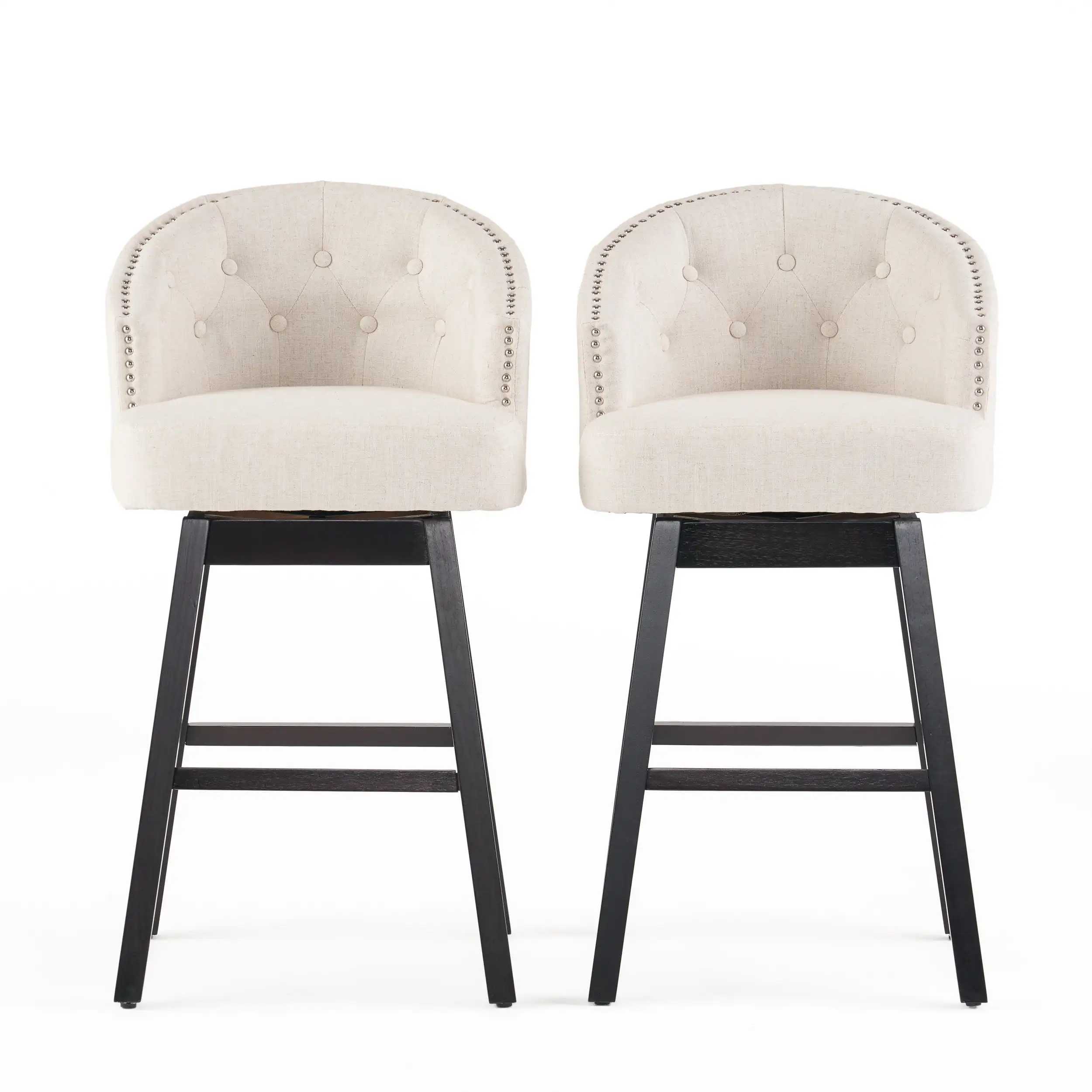 Bentley Indoor Beige Bar Stool (Set of 2) It Has A Wide Base That Is Very Stable and Strong 80% Polyester and 20% Linen