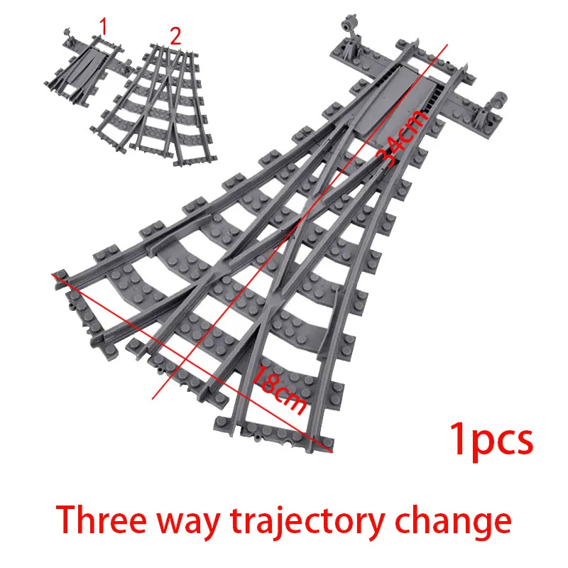 Stad Treinen Links en Rechts Punten Flexibele Schakelaar Spoorwegovergang Tracks Rails Gevorkte Rechte Gebogen Bouwsteen Bakstenen Speelgoed