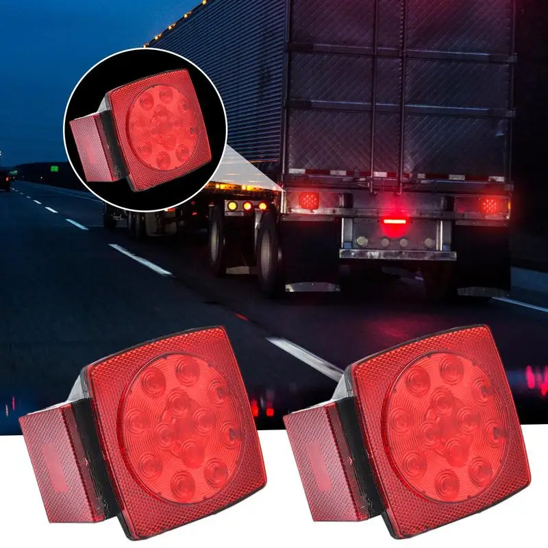 Square LED Trailer Light Waterproof 2Pcs Car Rear Lights Running Light Lamp 12V License Plate Light For Car Trailer Yacht