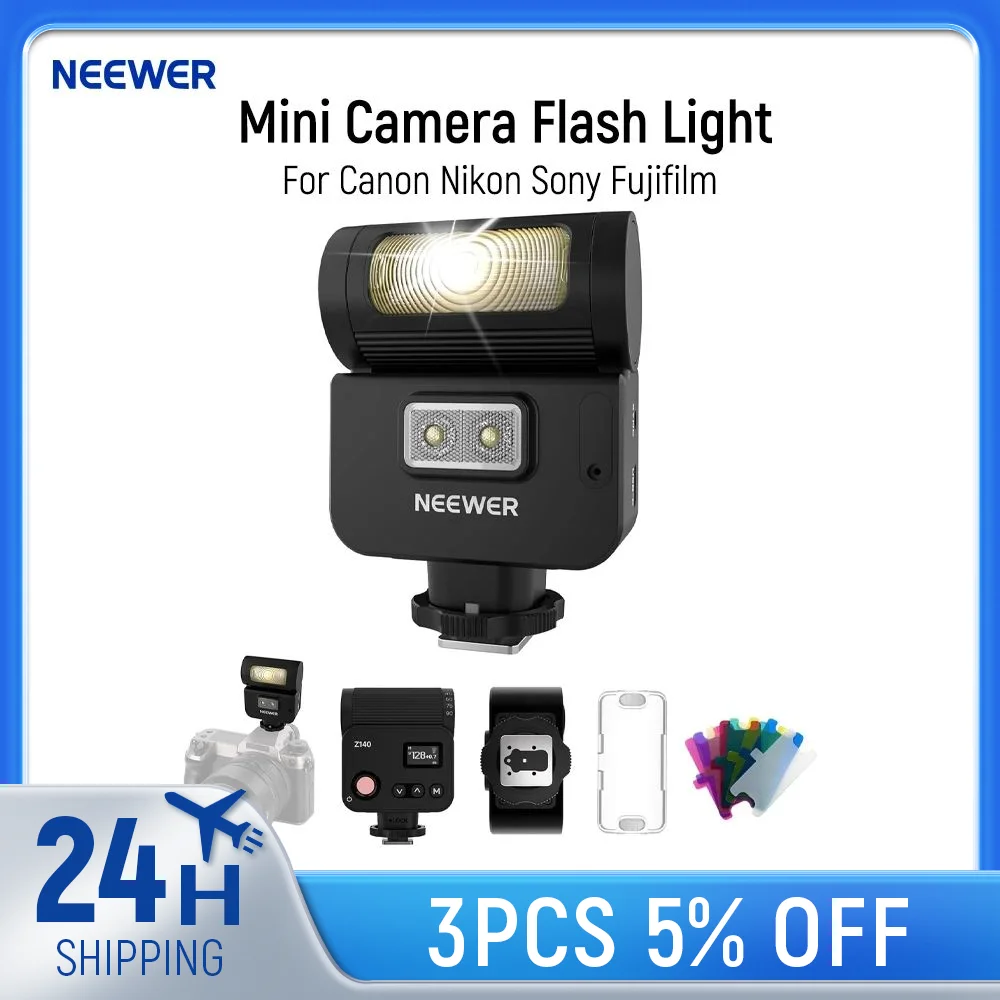 

NEEWER Z140 16 Вт вспышка для мини-камеры, GN15 1200 мАч/1200 вспышек полной мощности 6200 ± 200 К для камер Canon Nikon Sony Fujifilm