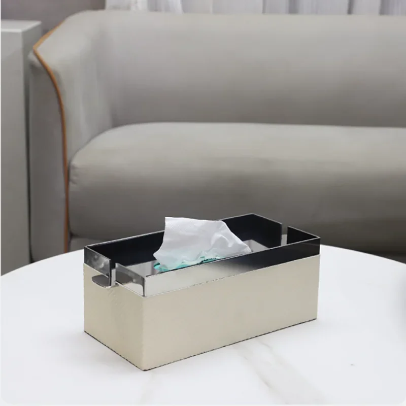 

Metal Imitation Horsehair Leather Tissue Box, Stainless Steel Paper Box, Home Decoration, Kitchen Tissue Storage Container