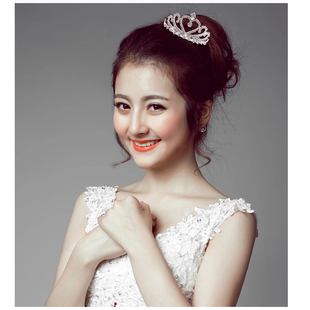 

Silver Crown Tiara Headband with Sparkling Rhinestones Tinksky Bridal Wedding Prom Elegant Accessory Crystal Rhinestone Headband