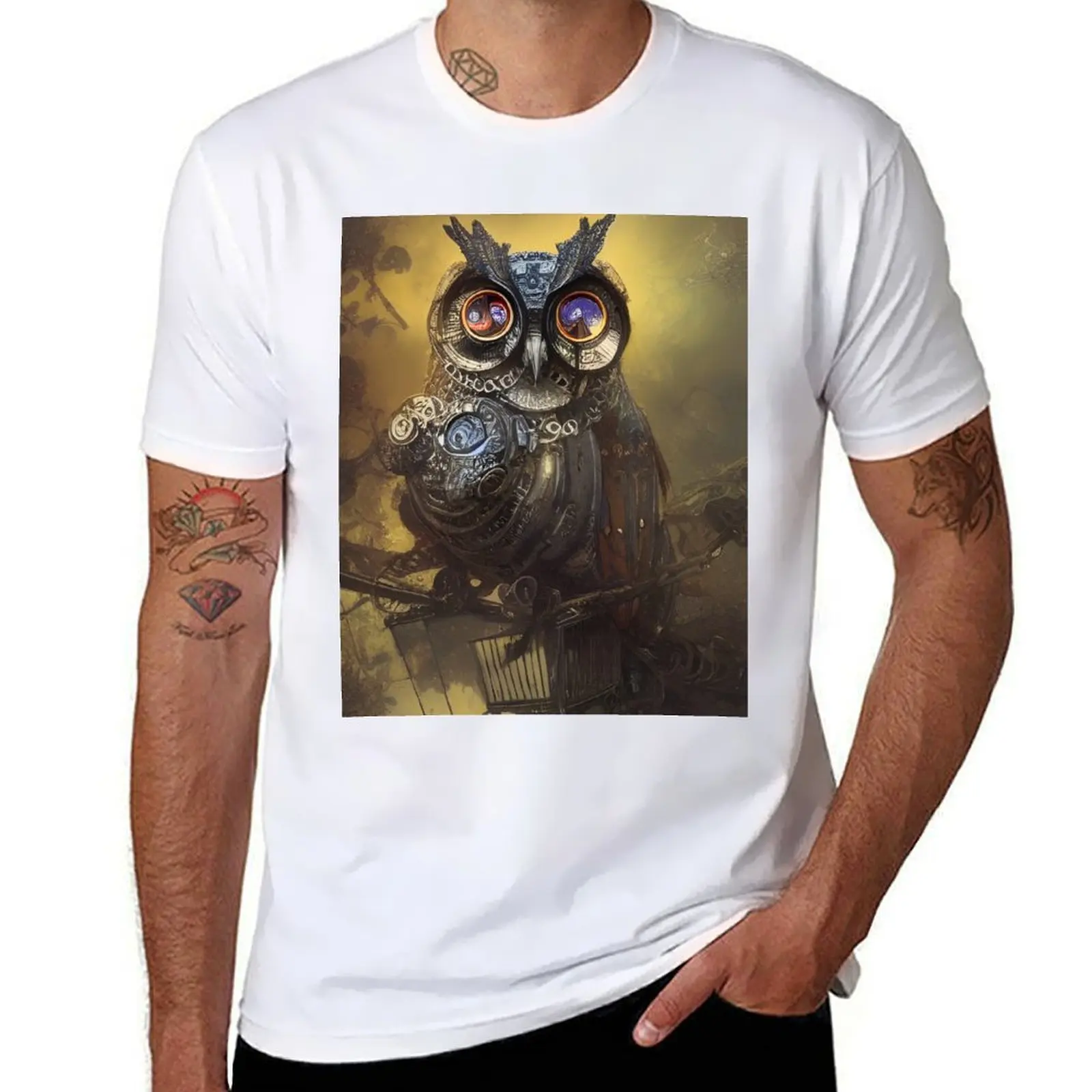 

Steampunk Clockwork Owl T-Shirt funny t shirts man t shirts cotton 100% T-Shirt