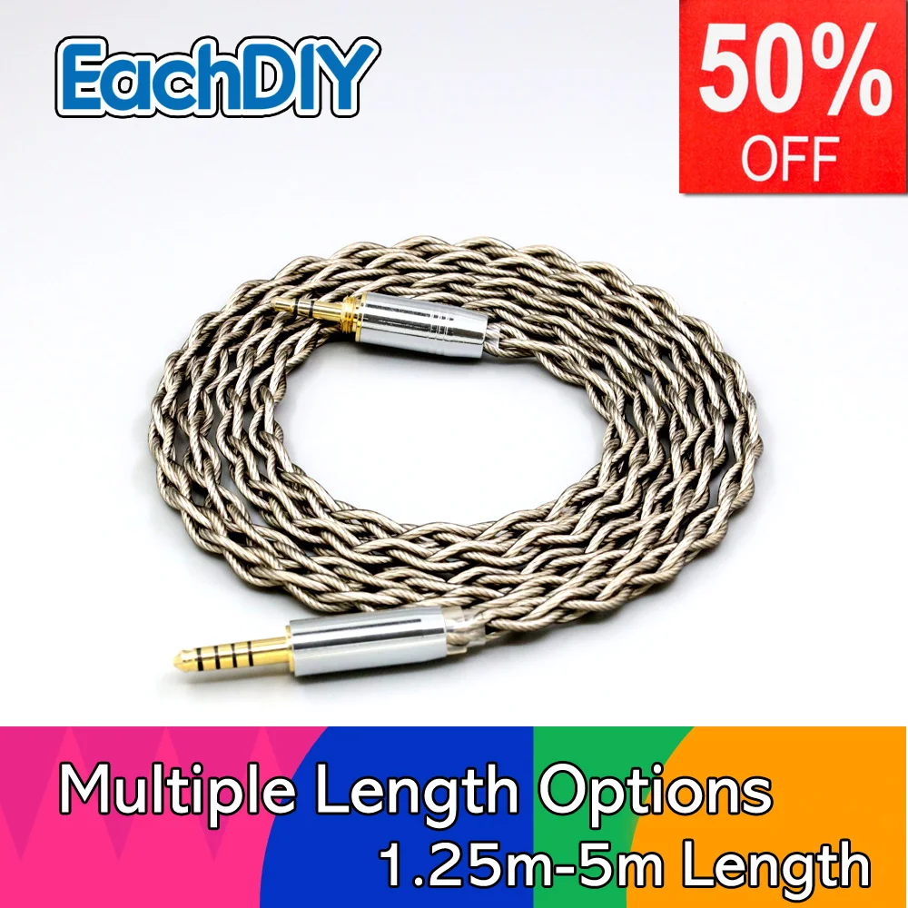 

99% Pure Silver + Graphene Silver Plated Shield Earphone Cable For Audio-Technica pro500mk2 PRO700MK2 PRO5V M50 M50RD LN007956