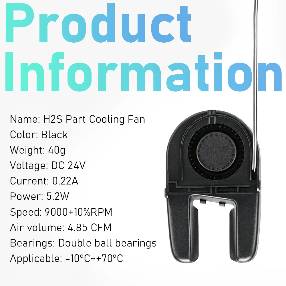 H2S Part Cooling Fan for Bambu Lab H2S 3D Printer Replacement Parts