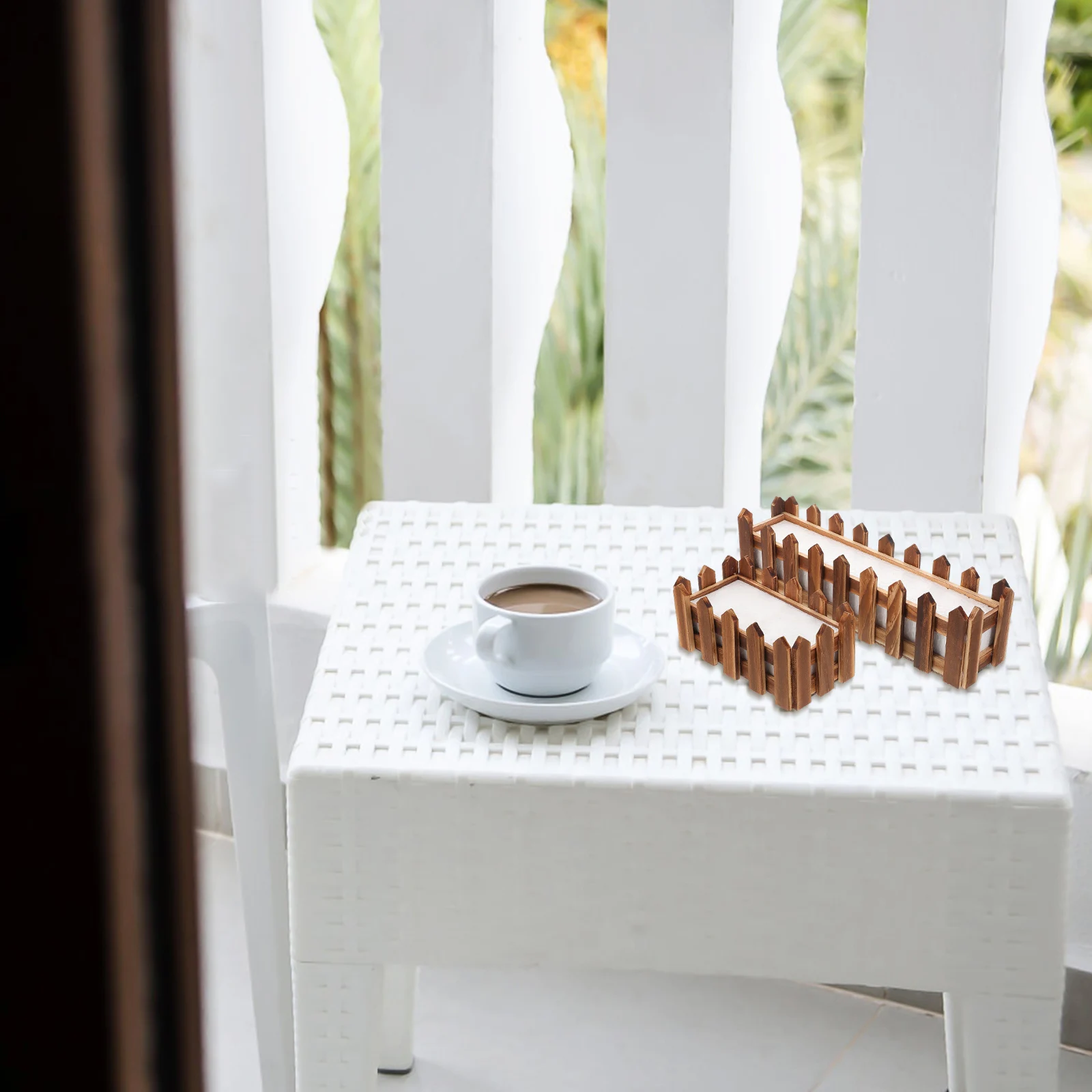 Maceta rústica de madera para valla de piquete, maceta para balcón, Patio, interior y exterior, decoración de granja, accesorios de arreglo de flores, 2 uds.