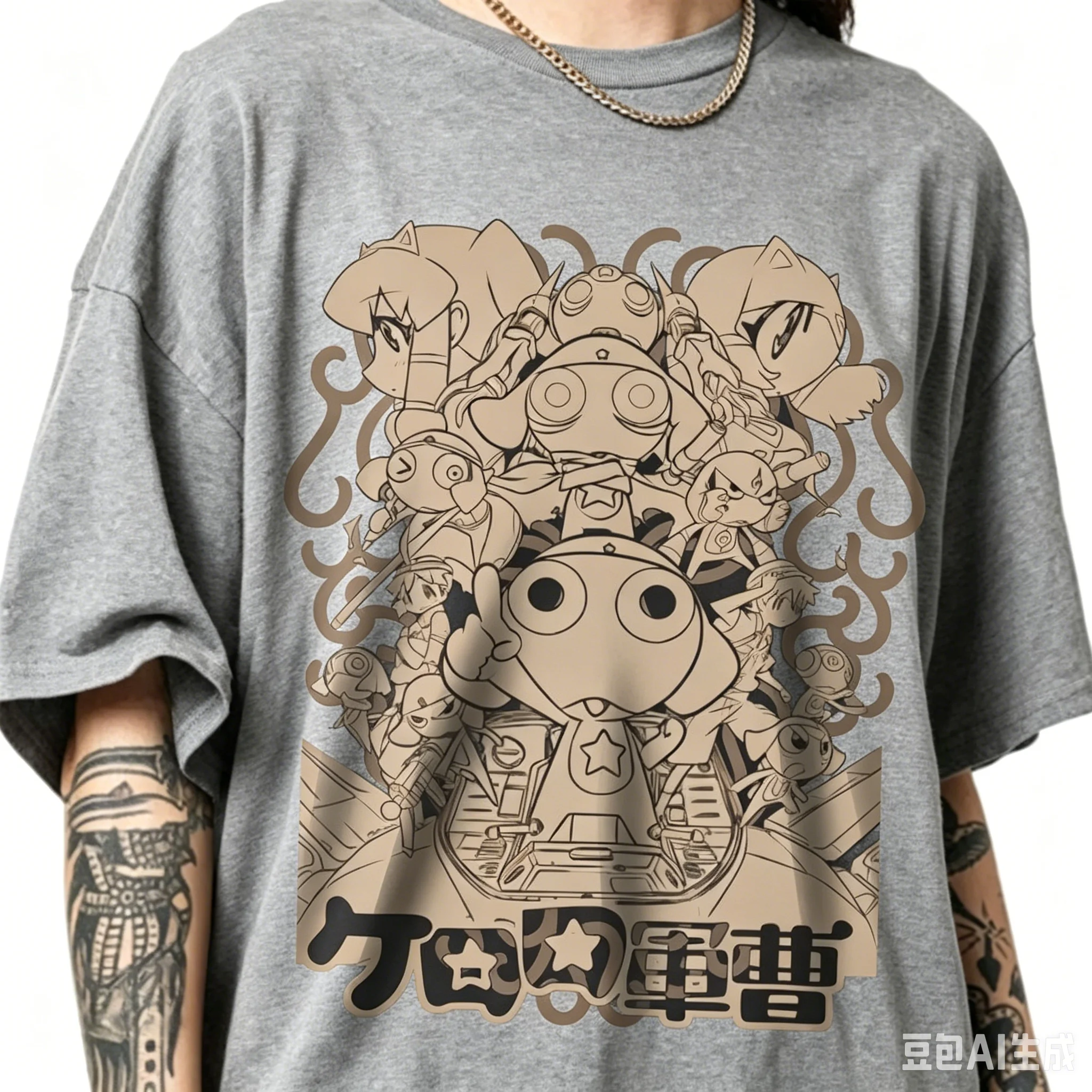 Keroro Gunso Sgt Frog Anime Oversized Tshirt Retro Manga Print Unisex Harajuku Streetwear Cotton Tops